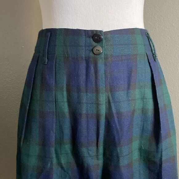 Vintage Express Tartan Plaid High Waisted Shorts Blue Green 90s - Picture 2 of 10
